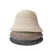 Chapeau de pêcheur en acrylique tricoté creux pour femmes, offrant une protection solaire