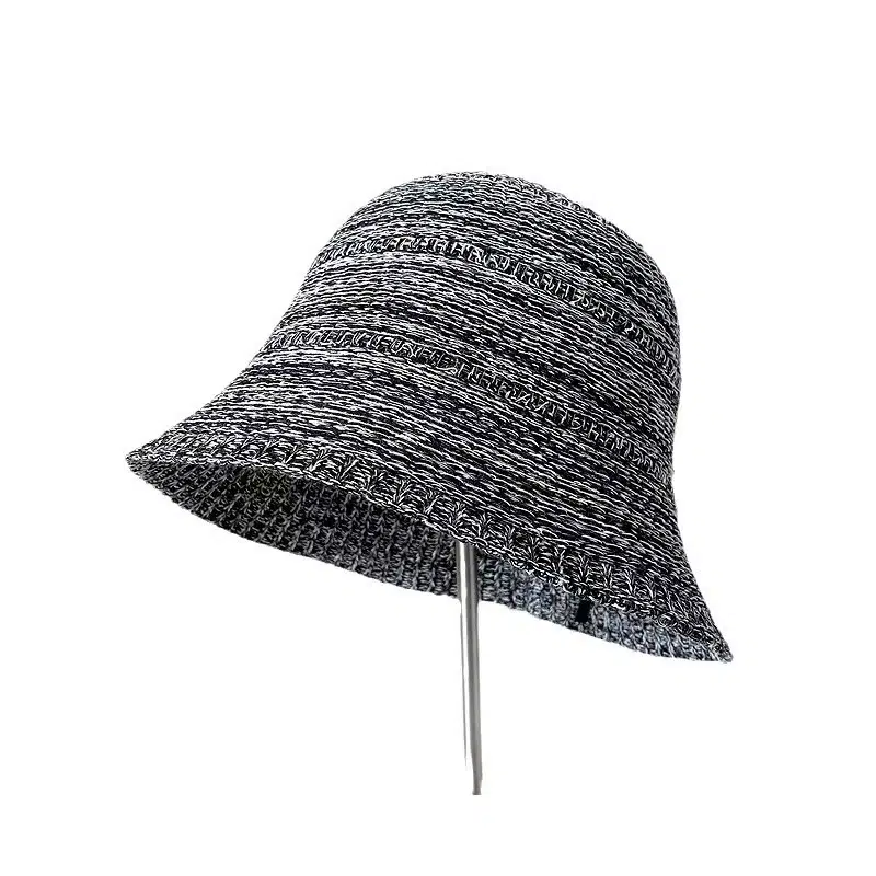 Chapeau de pêcheur en acrylique tricoté creux pour femmes, offrant une protection solaire