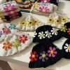 Wool Knitted Commission Patch Colorful Flower Crochet Bucket Hat