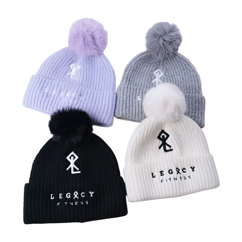 Custom Acrylic PomPom Beanie With Embroidery logo