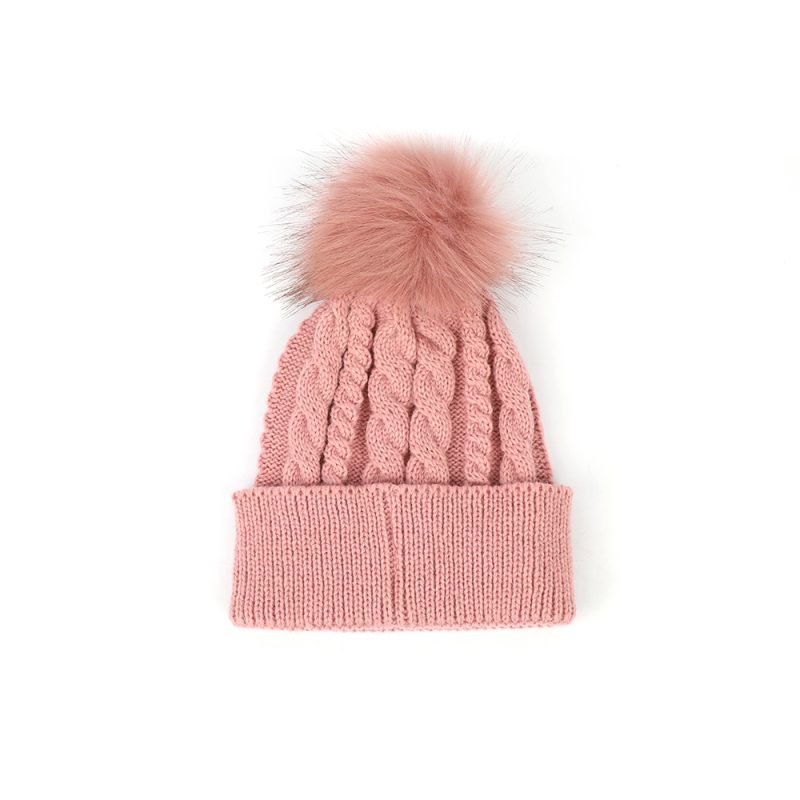 Custom Warm Soft Merino Wool Acrylic Pom Pom Hat for Women