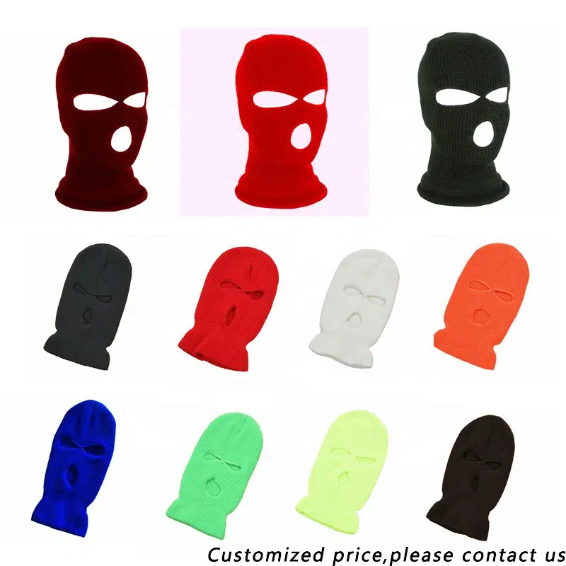 Masque de ski acrylique personnalisé, chaud, pour l'extérieur, à 3 trous