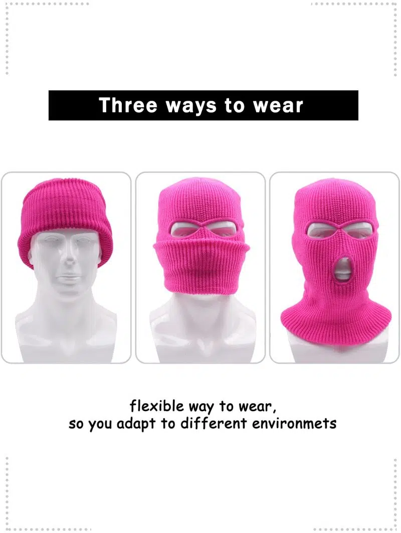 Masque de ski acrylique personnalisé, chaud, pour l'extérieur, à 3 trous
