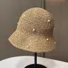 Модная складная вязаная шляпа из полиэстера с жемчугом для женщин