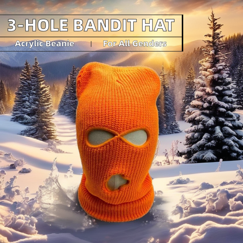 ski3 Custom3D Embroidery Logo Acrylic Knitted Ski Mask