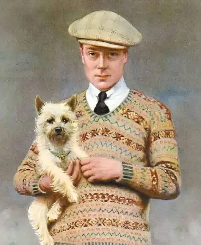 Édouard VIII portant un pull jacquard Fair Isle