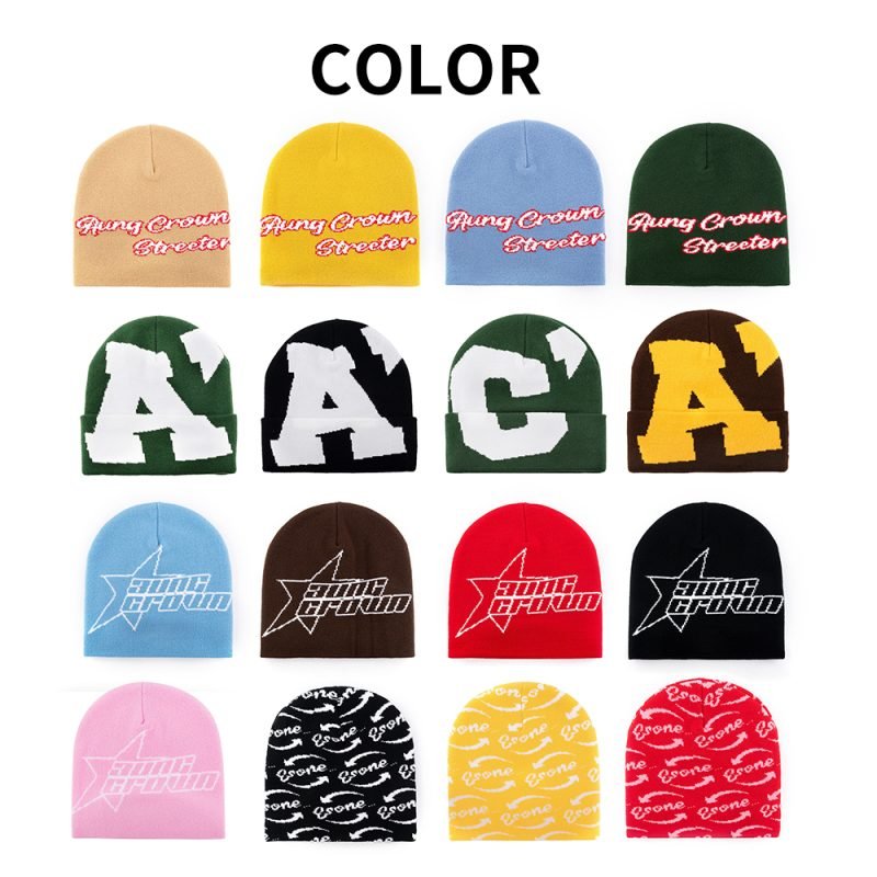 Graphic Design All Over Print Acrylic Knit Winter Jacquard Skull Beanies