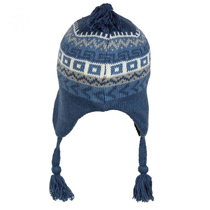Custom Acrylic Jacquard Knitted Earflap Ski Hat for Women