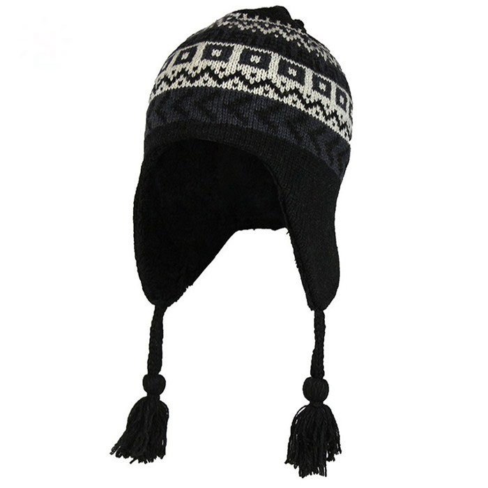 Custom Acrylic Jacquard Knitted Earflap Ski Hat for Women