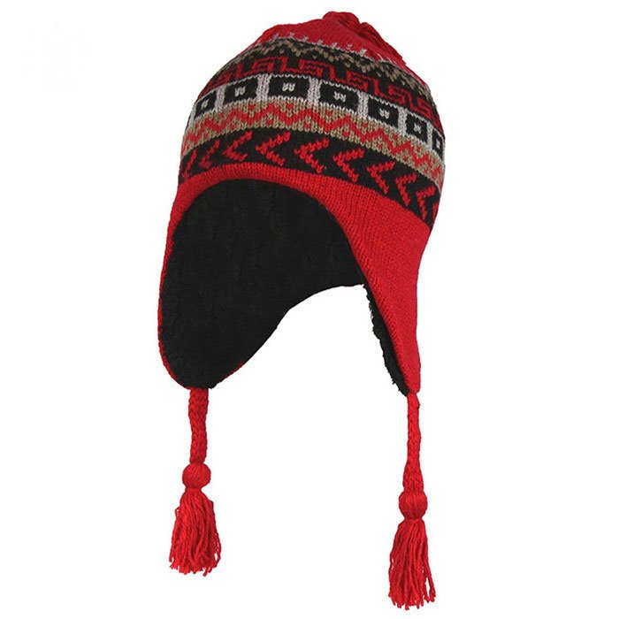 Custom Acrylic Jacquard Knitted Earflap Ski Hat for Women