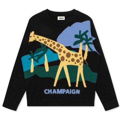 Men's Cotton Letter Jacquard Long Sleeve Pullover Knitted Sweater