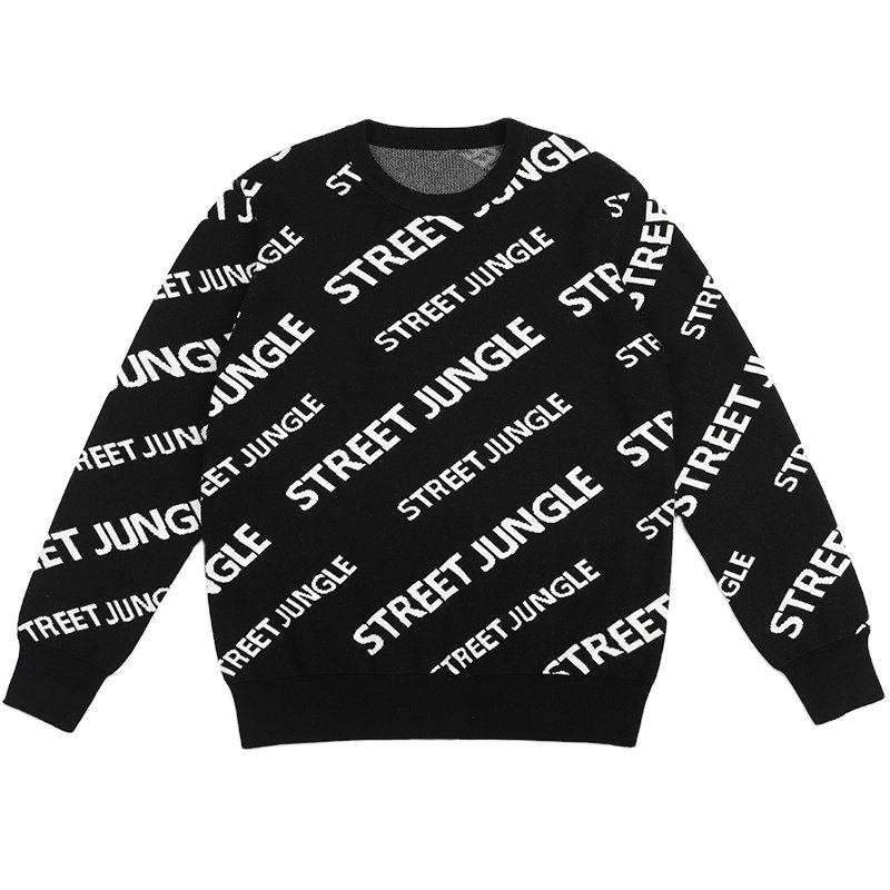 Custom Men's Cotton Jacquard Pullover Casual Crew Neck Knitted Jumper