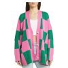 Women's Long Sleeve Jacquard Oversized Loose Knitted Cardigan Sweater