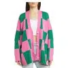 Women's Long Sleeve Jacquard Oversized Loose Knitted Cardigan Sweater