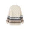 Women's Cotton Vintage Jacquard Cardigan Knitted Sweater