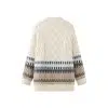 Women's Cotton Vintage Jacquard Cardigan Knitted Sweater
