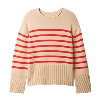 Casual Women's Polyester Loose Short Pullover Crew Neck Knit Sweater