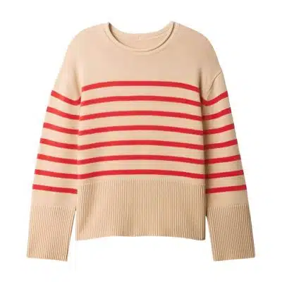 カジュアル レディース ポリエステル ゆったりショート丈 プルオーバー クルーネック ニットセーター