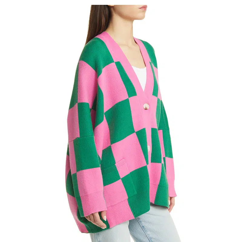 Women's Long Sleeve Jacquard Oversized Loose Knitted Cardigan Sweater