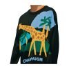 Men's Cotton Letter Jacquard Long Sleeve Pullover Knitted Sweater