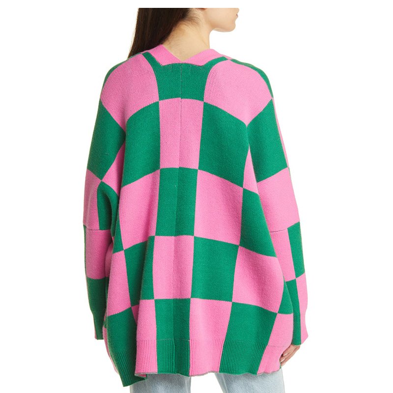 Women's Long Sleeve Jacquard Oversized Loose Knitted Cardigan Sweater