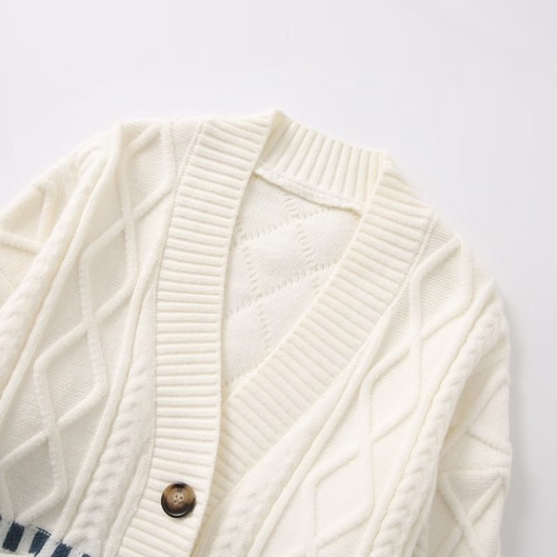Women's Cotton Vintage Jacquard Cardigan Knitted Sweater