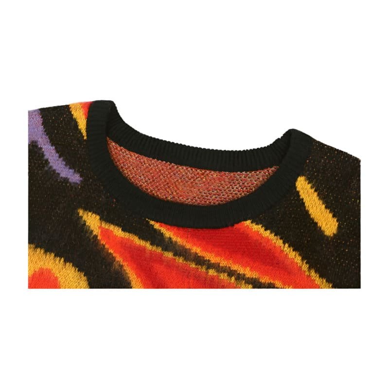 Men's Mohair Jacquard Anti-wrinkle Crew Neck Winter Casual Knitted Jumper