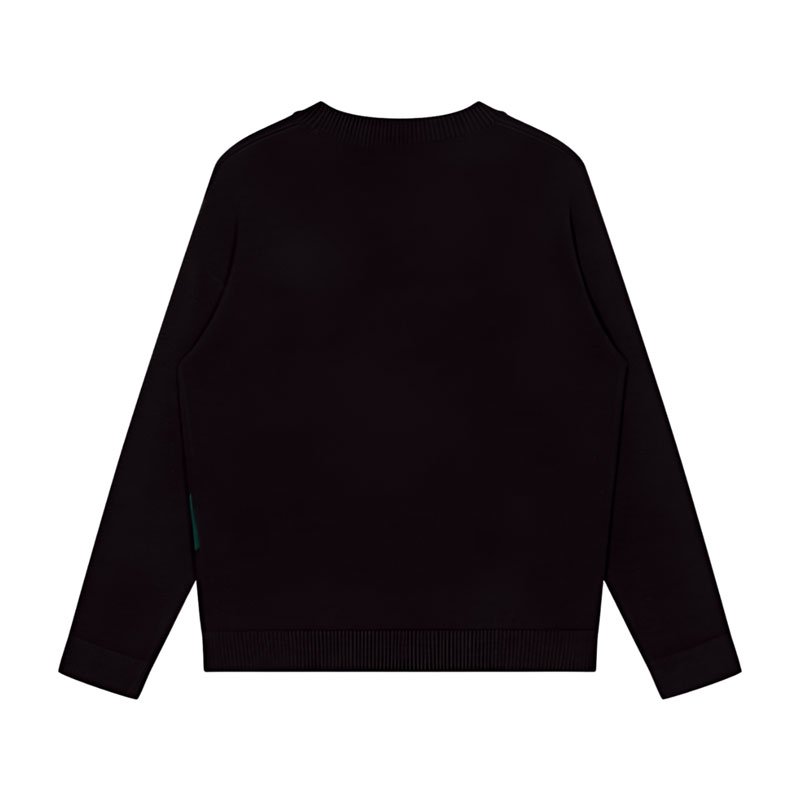 Men's Cotton Letter Jacquard Long Sleeve Pullover Knitted Sweater