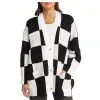 Women's Long Sleeve Jacquard Oversized Loose Knitted Cardigan Sweater