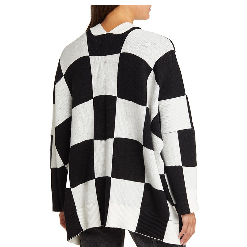 Women's Long Sleeve Jacquard Oversized Loose Knitted Cardigan Sweater