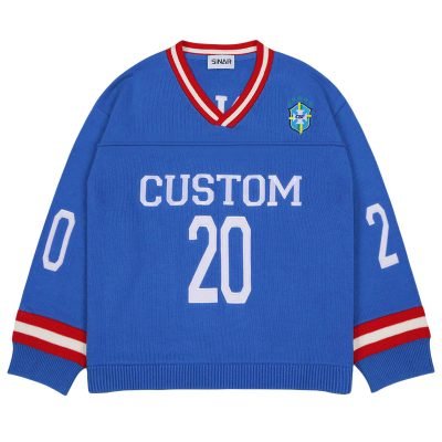 Custom Pullover Vintage Knitted Sports Jersey Embroidery Sweater for Men
