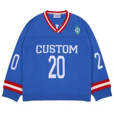 Maßgeschneiderter Pullover Vintage Strick-Sporttrikot Stickerei-Pullover für Herren
