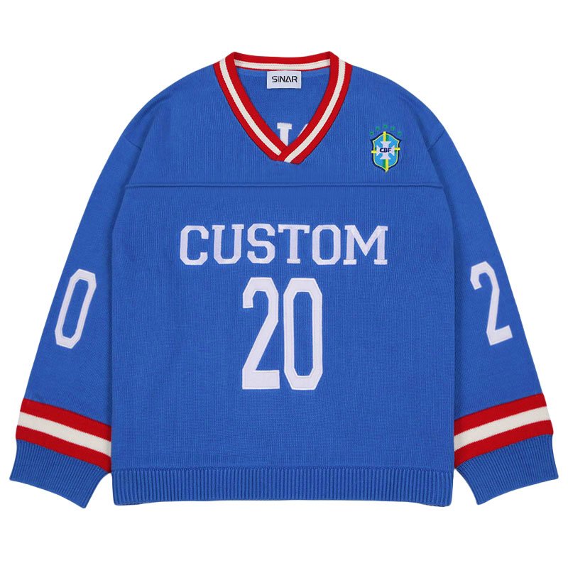 Custom Pullover Vintage Knitted Sports Jersey Embroidery Sweater for Men