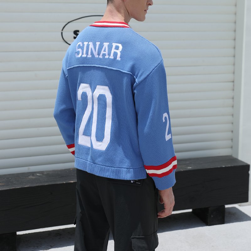Custom Pullover Vintage Knitted Sports Jersey Embroidery Sweater for Men