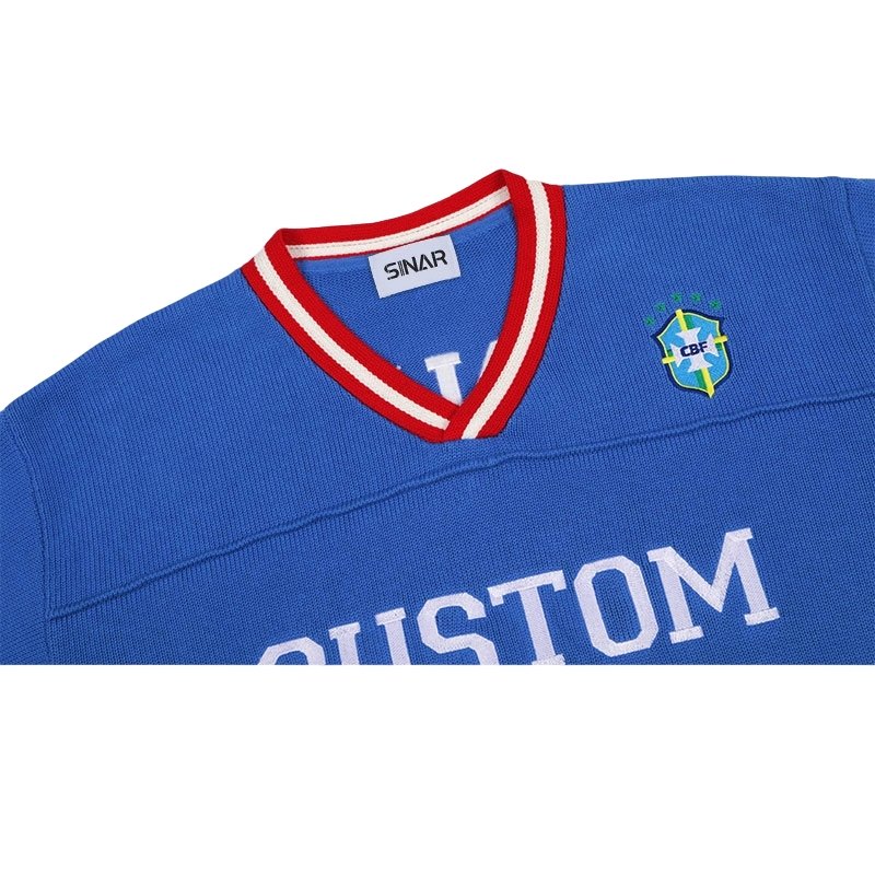 Custom Pullover Vintage Knitted Sports Jersey Embroidery Sweater for Men