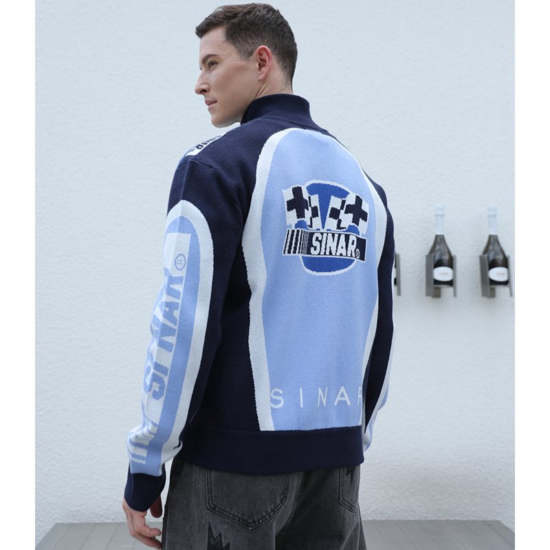 Custom Logo Men's Wool / Viscose Fashion Knitted  Zipper Sweater