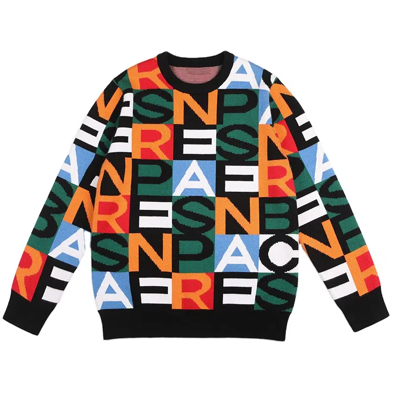 Pull-over décontracté à col rond en coton jacquard anti-froissement pour homme