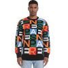 Men's Cotton Anti-wrinkle Jacquard Casual Crew Neck Knitted Sweater