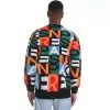 Pull-over décontracté à col rond en coton jacquard anti-froissement pour homme