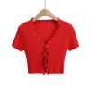 Women's Short Sleeve Anti-wrinkle Polyester Knitted Cardigan Sweater