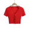 Cardigan da donna in maglia di poliestere antirughe a maniche corte