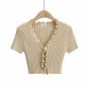 Women's Short Sleeve Anti-wrinkle Polyester Knitted Cardigan Sweater