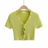 Women's Short Sleeve Anti-wrinkle Polyester Knitted Cardigan Sweater