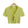 Cardigan da donna in maglia di poliestere antirughe a maniche corte
