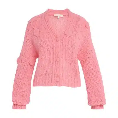 Damen-Kaschmirpullover in Rosa, langärmelig, locker gestrickt