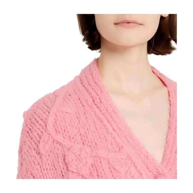 Women's Cashmere Pink Cardigan Long Sleeve Knitted Loose Sweater
