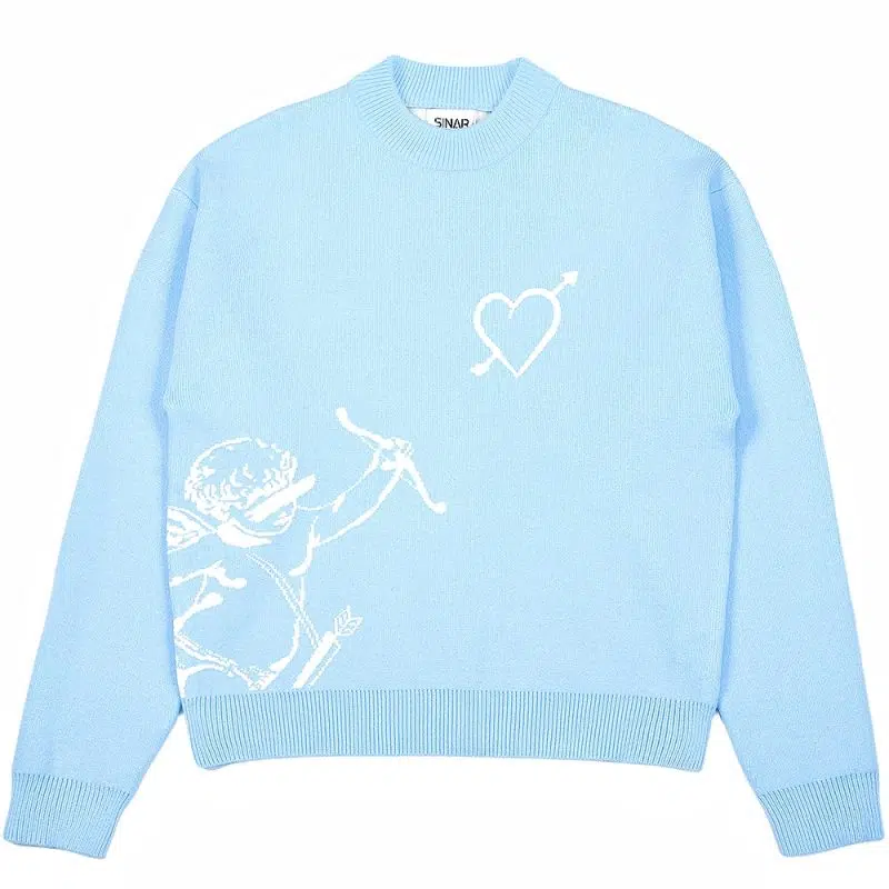 Custom Logo Men's Jacquard Graphic Knitwear Crew Neck Knitted Sweater