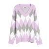 Custom Women's Cotton Long Sleeve Jacquard V Neck Fashion Knitted Sweater