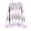 Custom Women's Cotton Long Sleeve Jacquard V Neck Fashion Knitted Sweater
