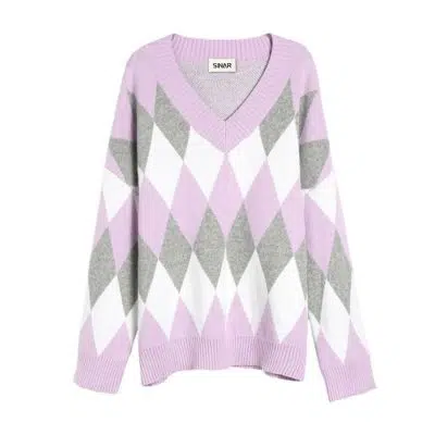 Maßgeschneiderter Damen-Strickpullover aus Baumwolle mit langen Ärmeln, Jacquardmuster und V-Ausschnitt